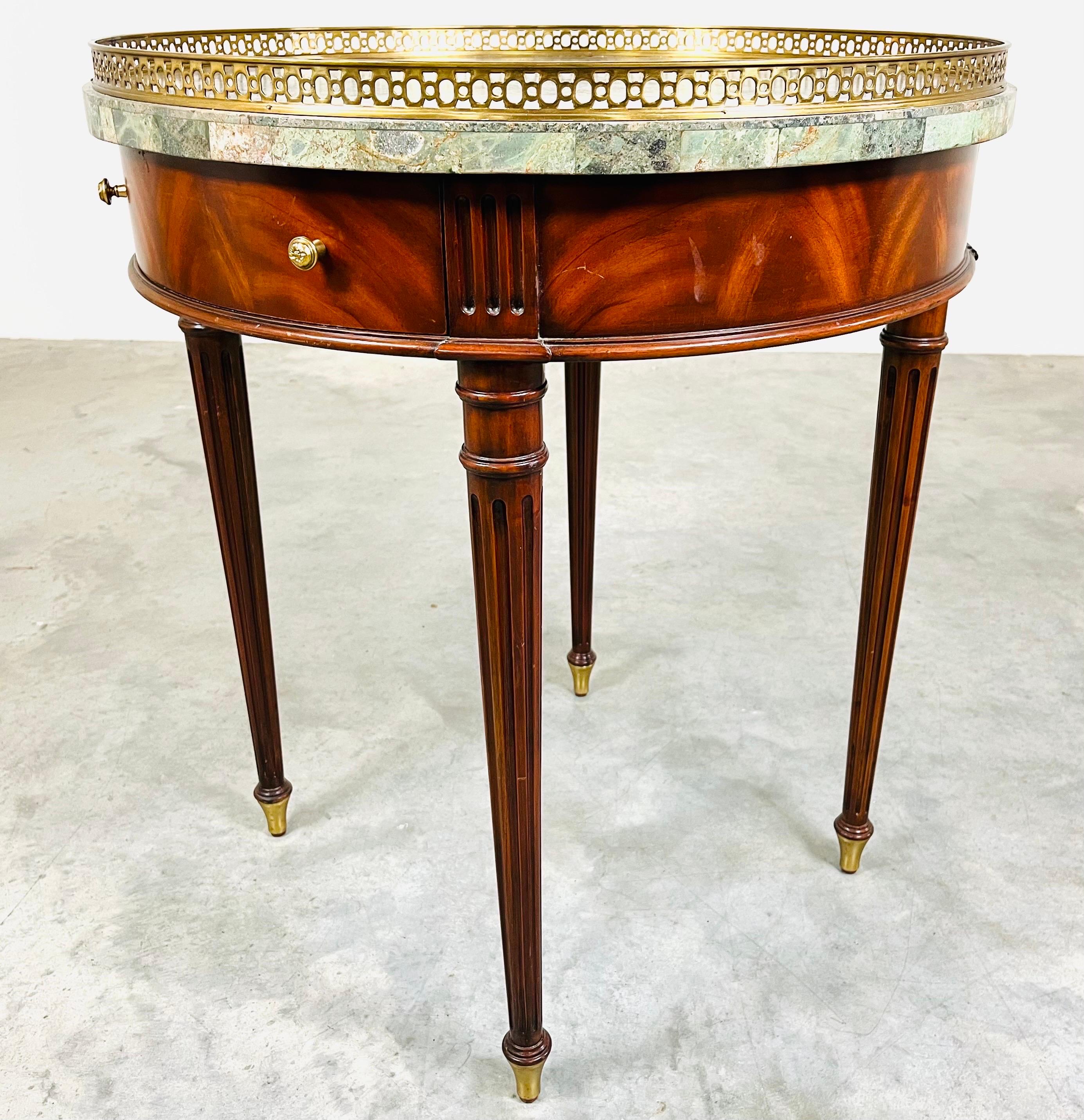 American Louis XVI Style 2-Drawer Round Bouillotte Occasional Table by Maitland Smith