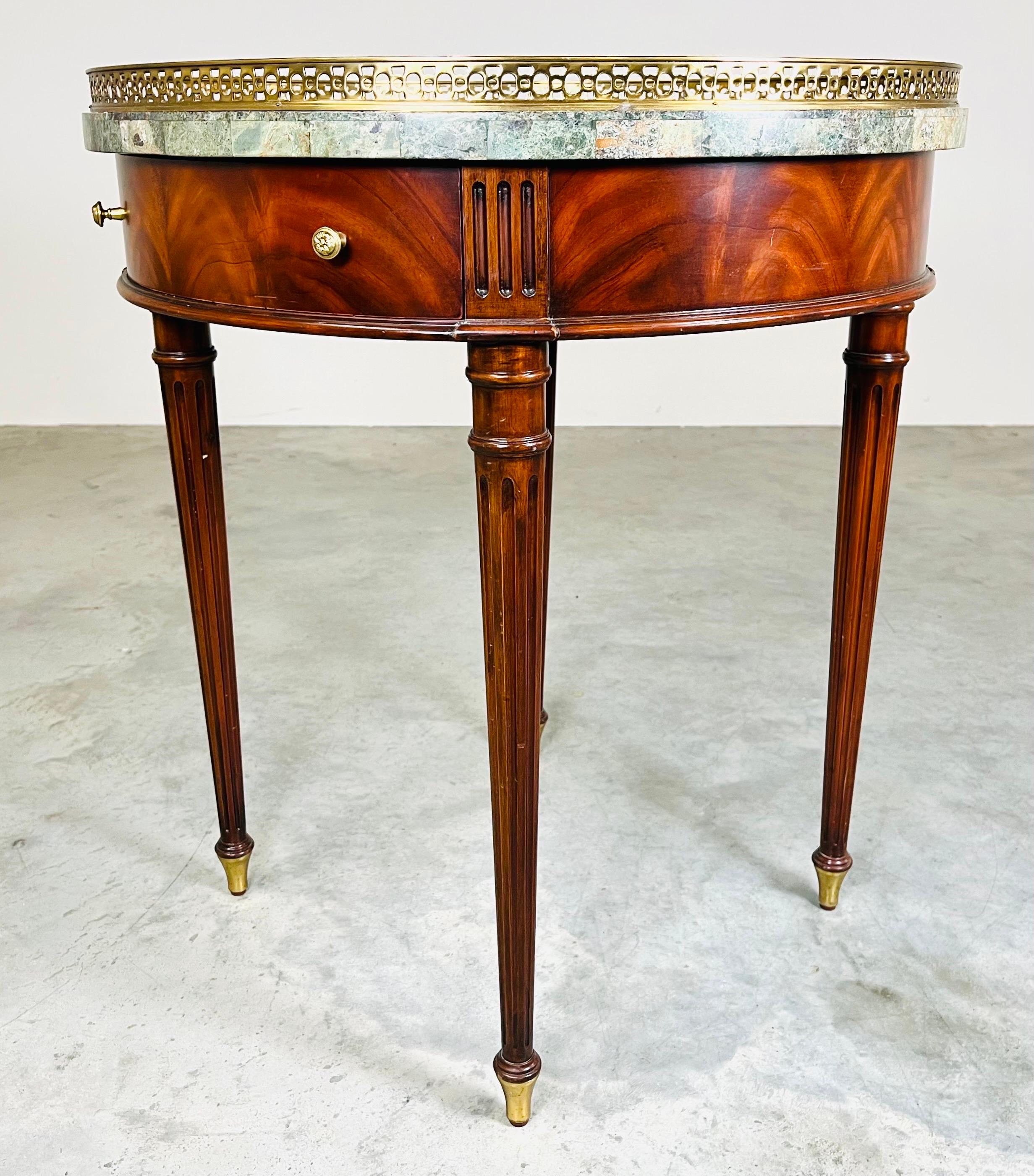 Louis XVI Style 2-Drawer Round Bouillotte Occasional Table by Maitland Smith In Excellent Condition In Southampton, NJ