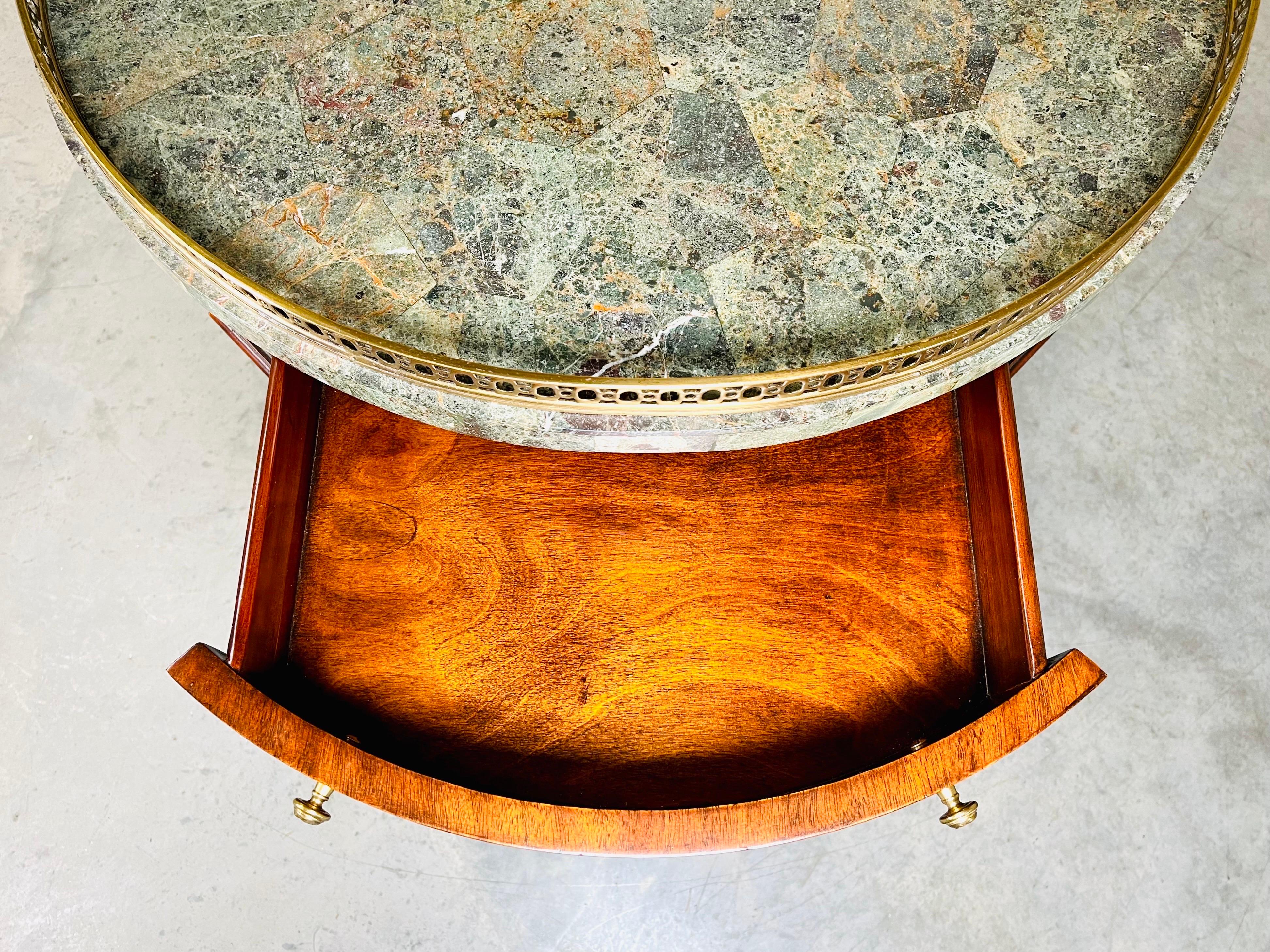Louis XVI Style 2-Drawer Round Bouillotte Occasional Table by Maitland Smith 1