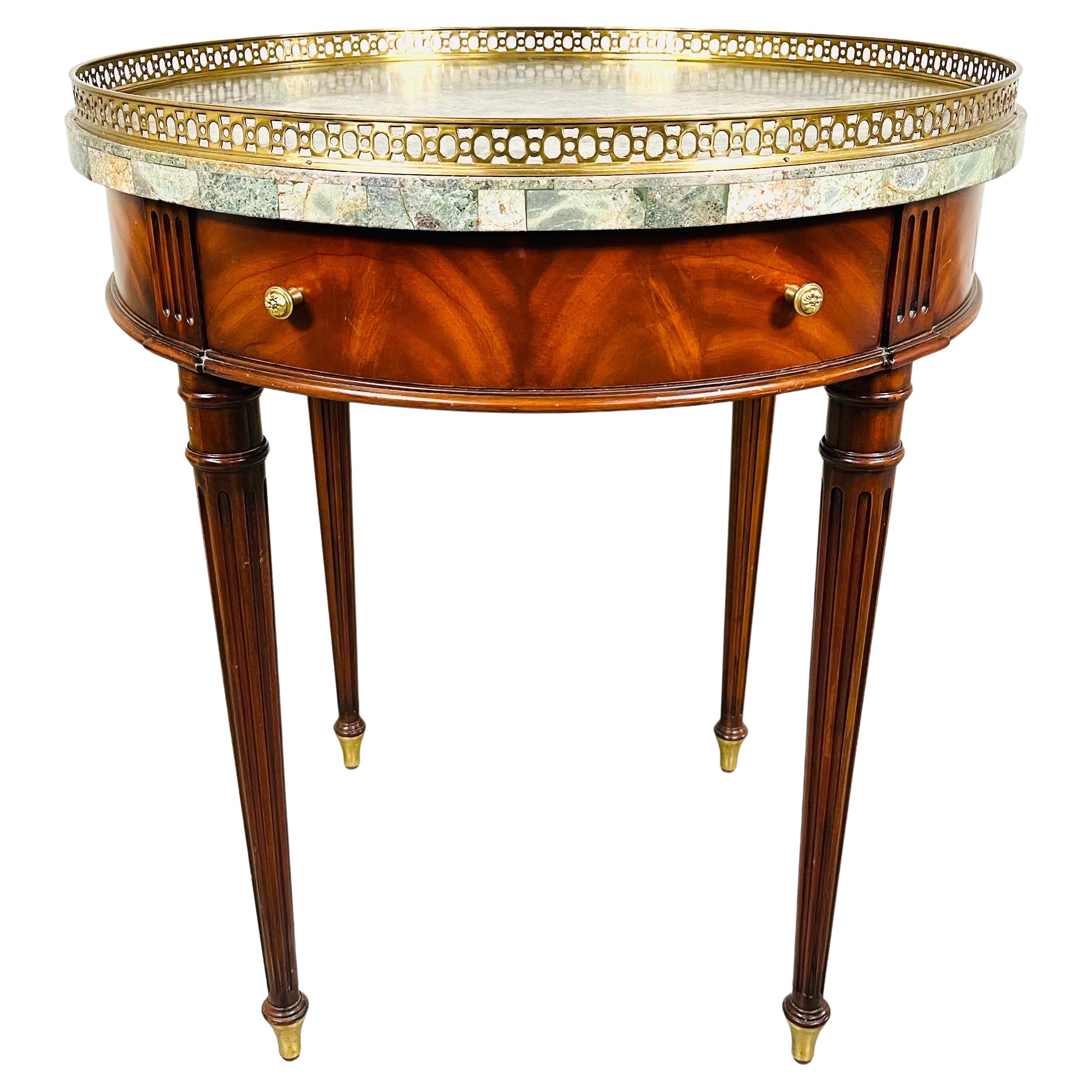 Louis XVI Style 2-Drawer Round Bouillotte Occasional Table by Maitland Smith
