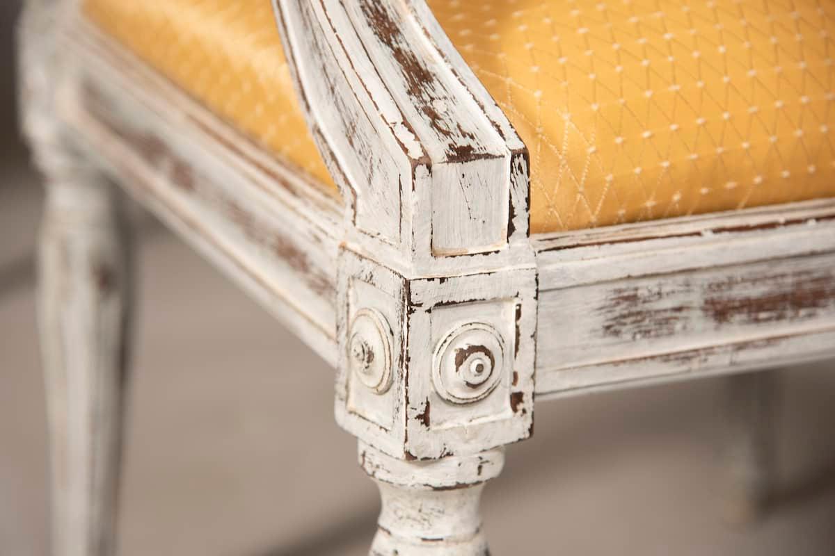 Louis XVI Style 3 Distressed Armchairs For Sale 1