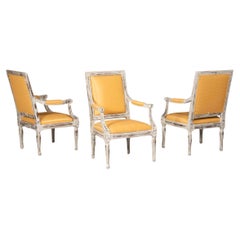 Louis XVI Style 3 Distressed Armchairs
