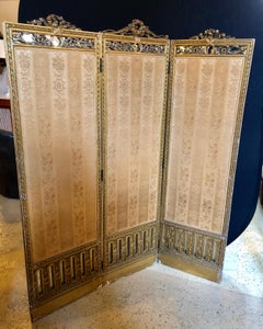Louis XVI Style 3-Panel Folding Screen / Room Divider with French Tapestry