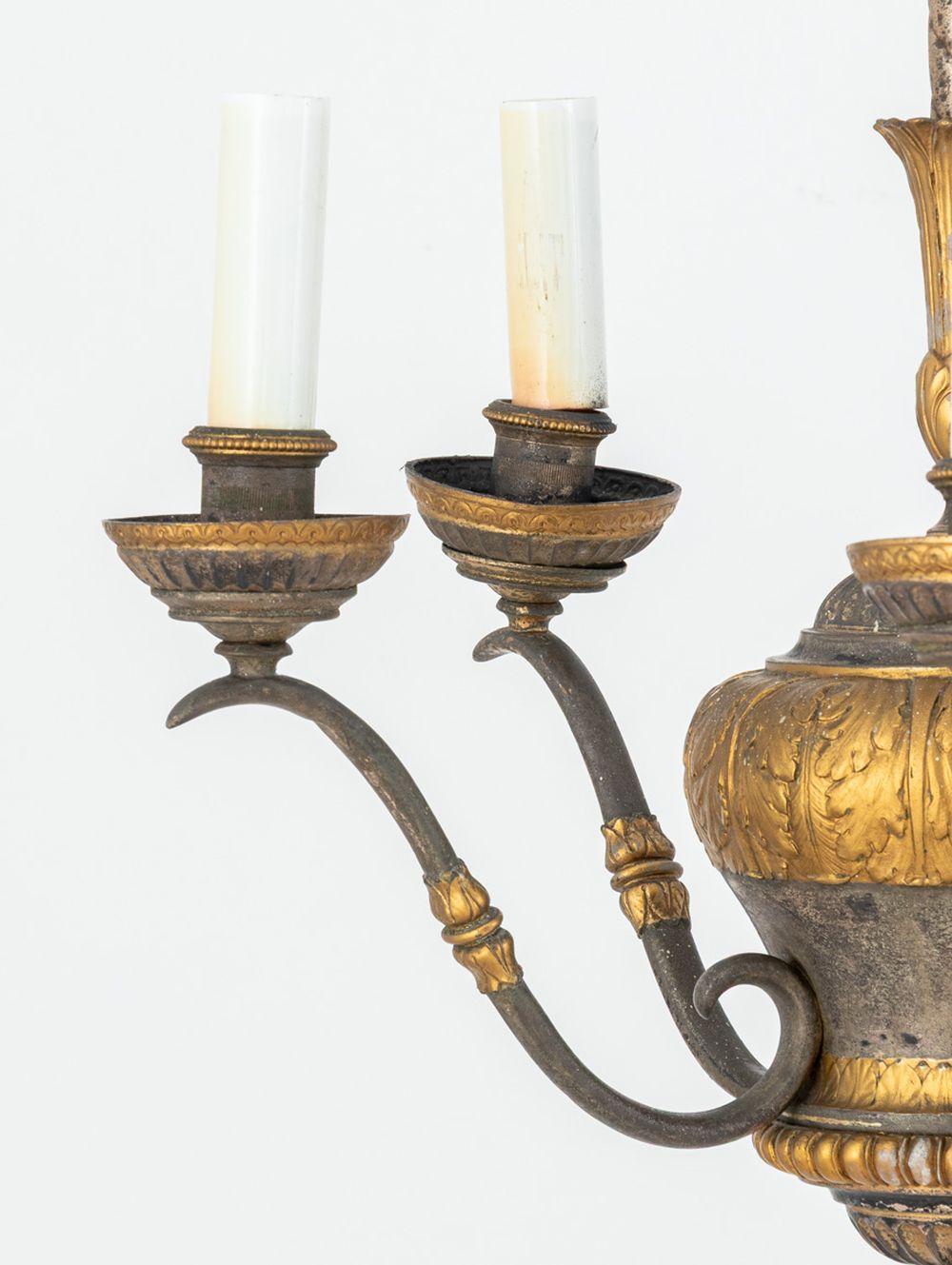 Louis XVI Style 5-Branch Bronze Chandelier In Good Condition For Sale In Astoria, NY