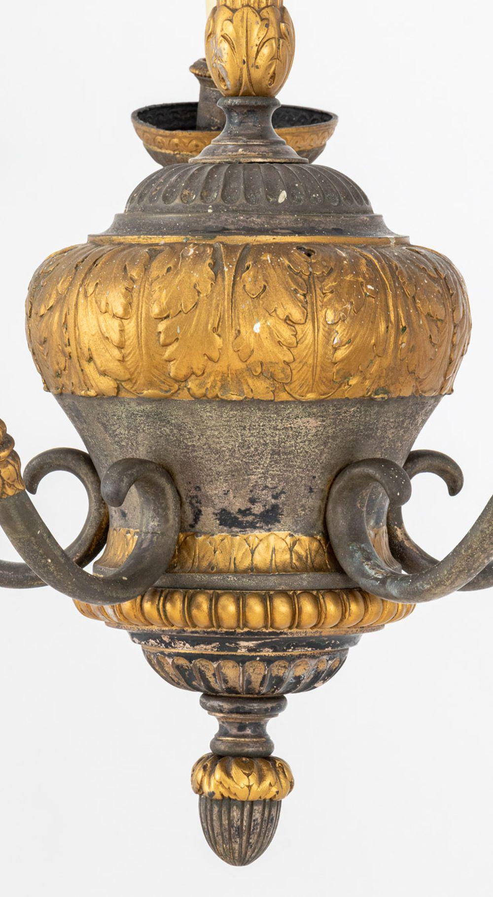 20th Century Louis XVI Style 5-Branch Bronze Chandelier For Sale