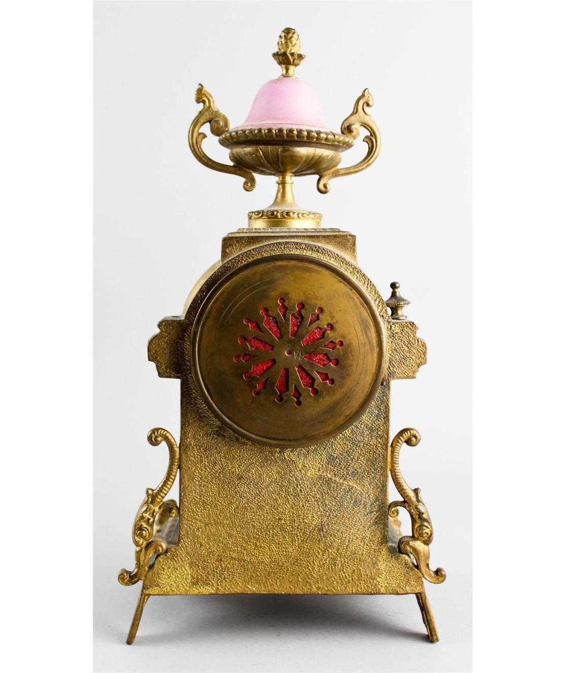 French Louis XVI Style and Ormolu Three-Piece Clock