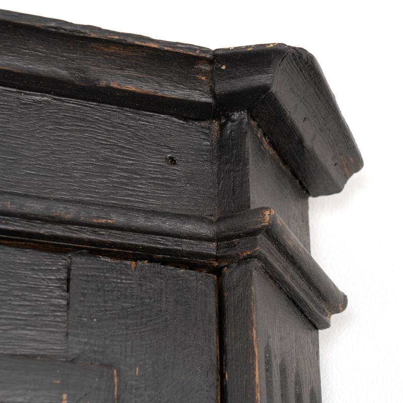 Louis XVI Style Antique Black Painted Corner Cabinet from France 5