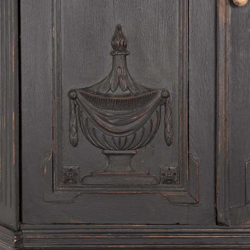 Louis XVI Style Antique Black Painted Corner Cabinet from France 3