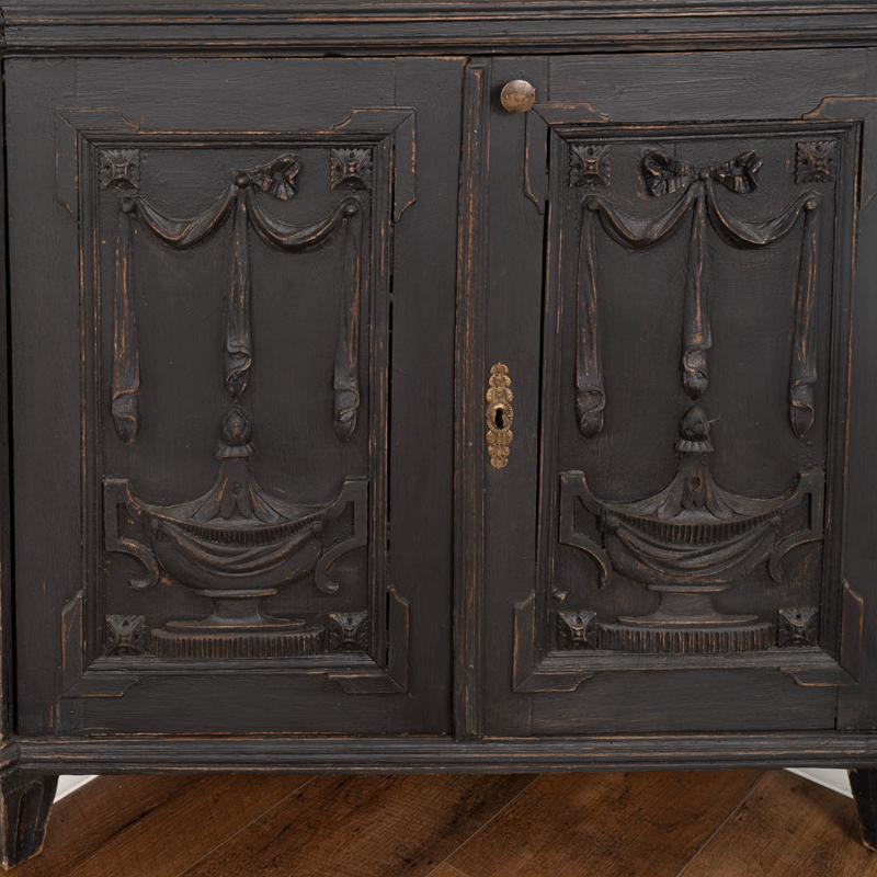 Louis XVI Style Antique Black Painted Corner Cabinet from France 4