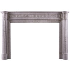 Louis XVI Style Antique Fireplace in Carrara Marble