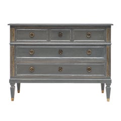 Louis XVI Style Antique Gray Painted Chest