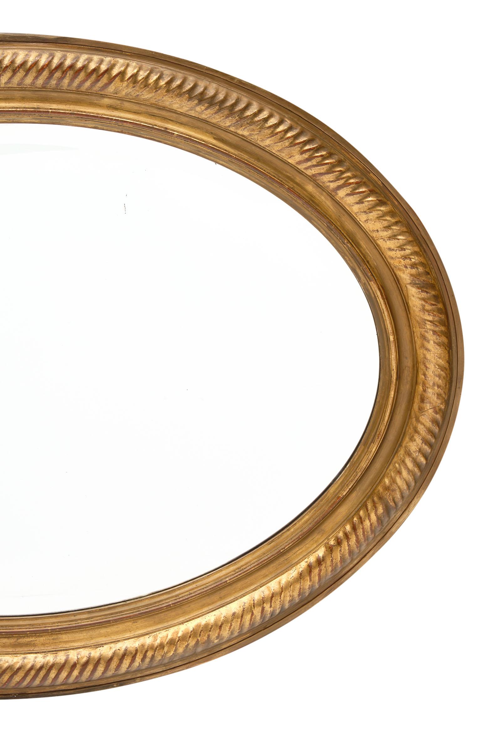Louis XVI Style Antique Oval Mirror In Good Condition In Austin, TX