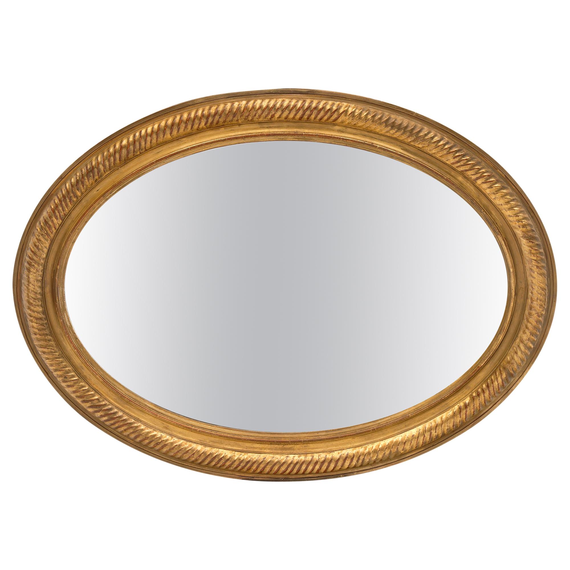 Louis XVI Style Antique Oval Mirror