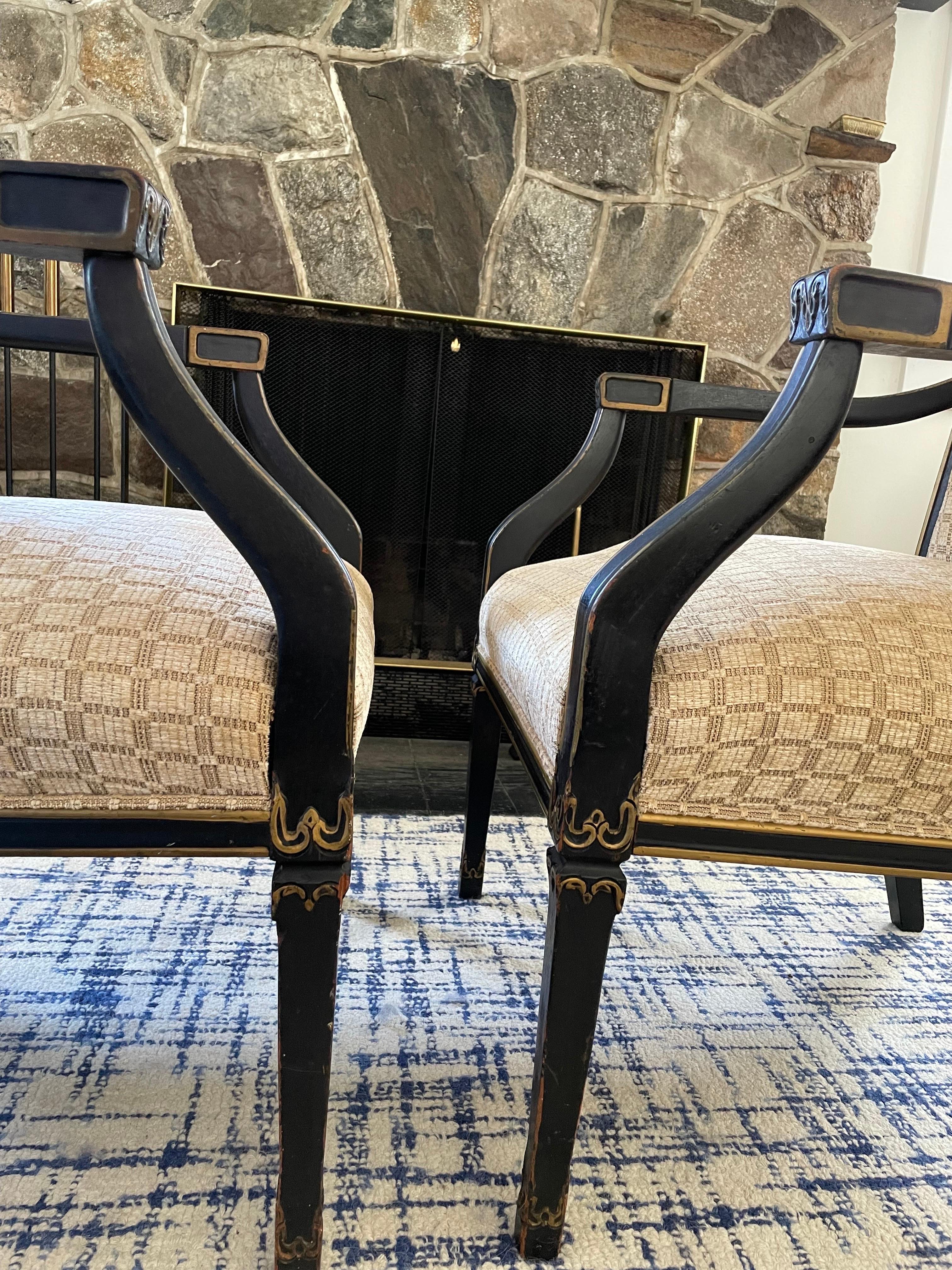 20th Century Louis XVI Style Arm Chairs Maison Jansen Style, a Pair For Sale