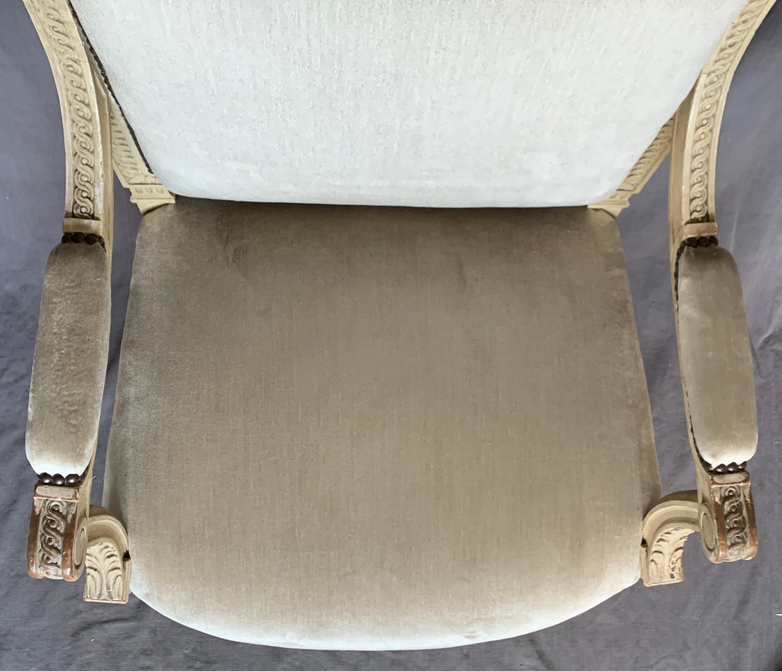 Louis XVI Style Armchair in Camel Silk Velvet For Sale 10