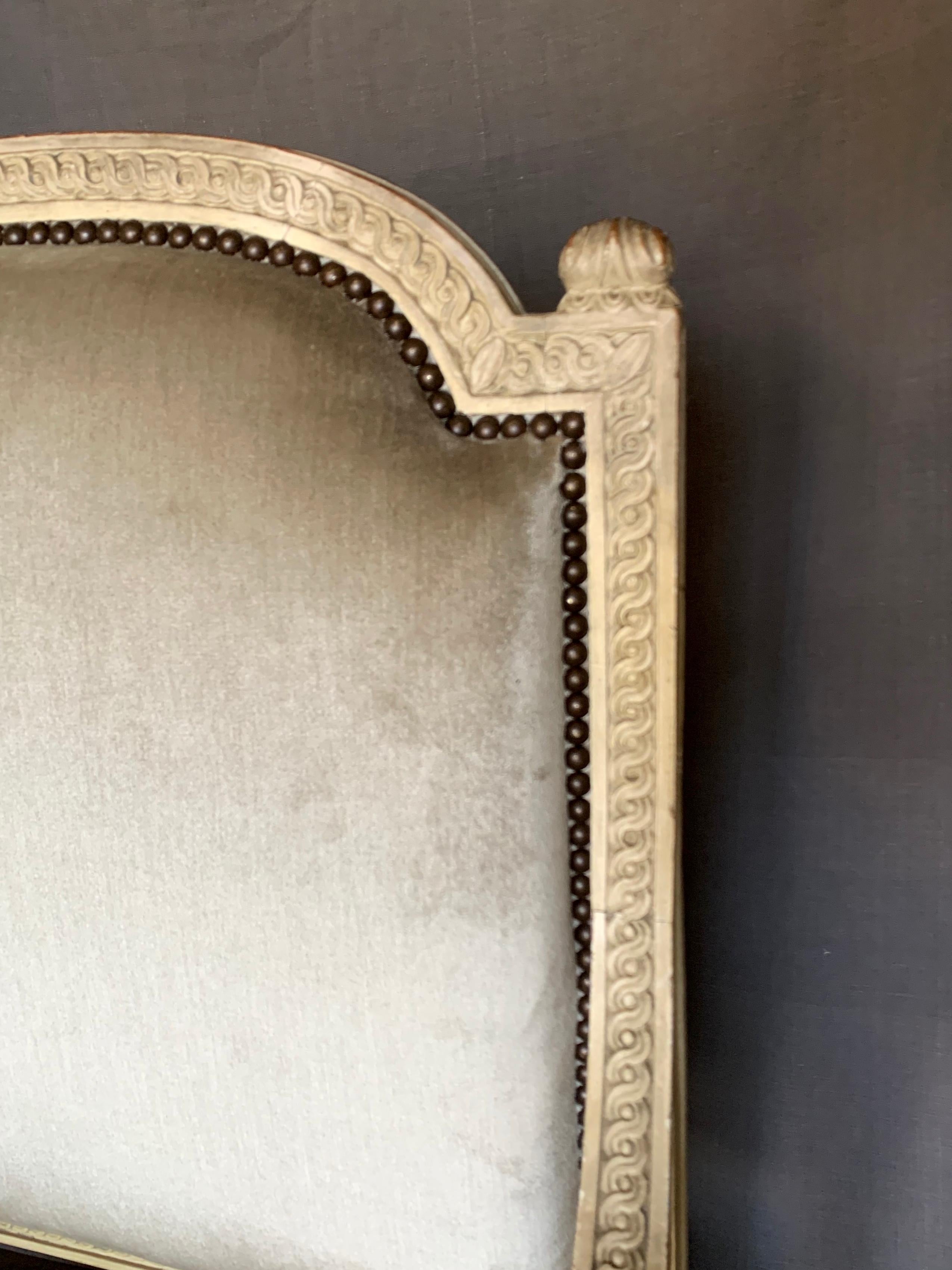 Louis XVI Style Armchair in Camel Silk Velvet For Sale 1