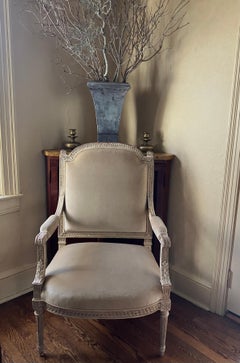 Louis XVI Style Armchair in Cotton Velvet