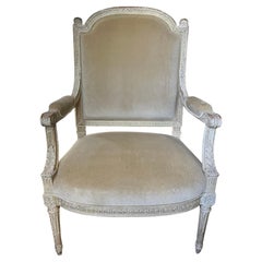 Louis XVI Style Armchair in Cotton Velvet