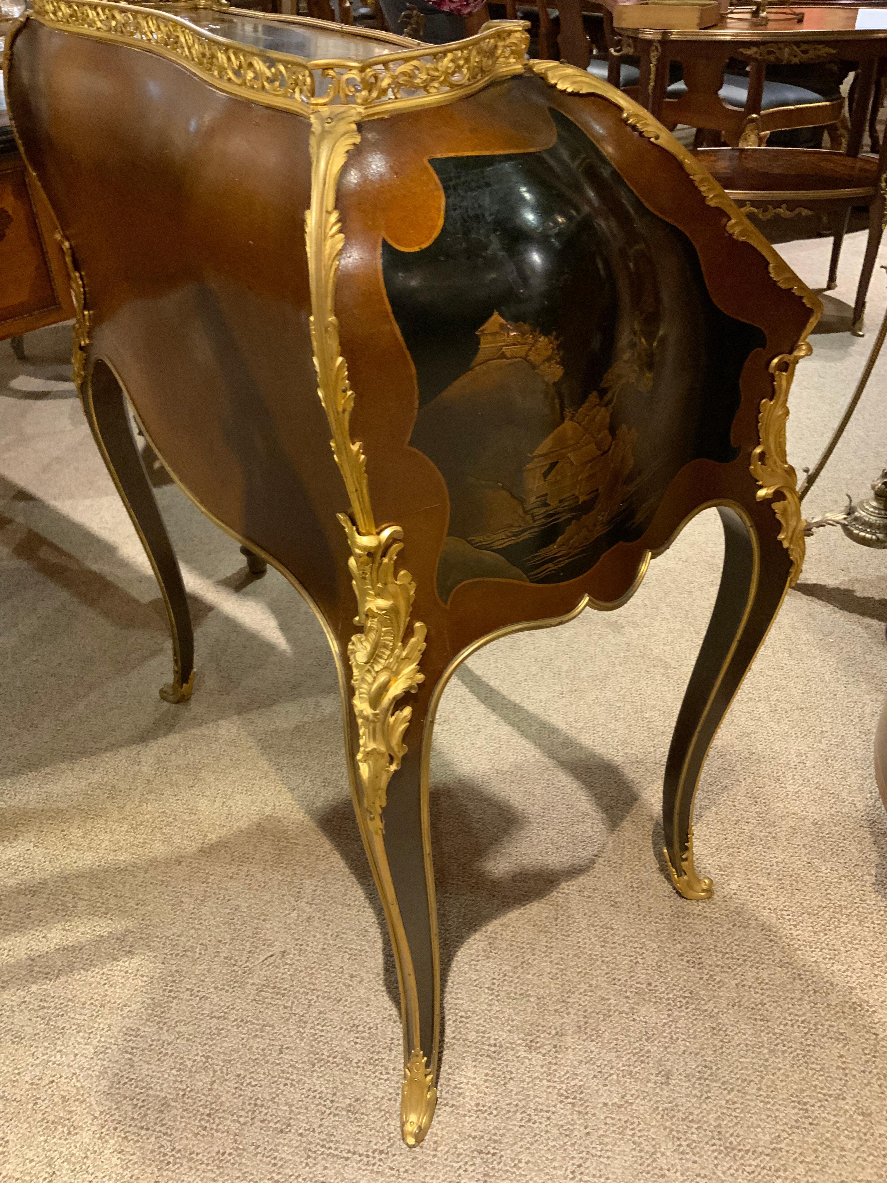 Louis XVI -Style Asian Chinoiserie Desk/Secretary with Verni Martin Decorating 1