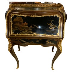 Antique Louis XVI -Style Asian Chinoiserie Desk/Secretary with Verni Martin Decorating