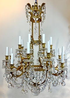 Louis XVI Style Baccarat Chandelier, Gilt Bronze and Crystal, circa 1890