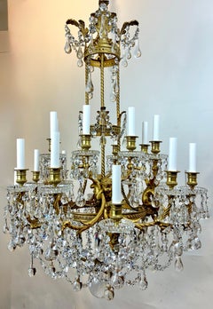 Louis XVI Style Baccarat Chandelier, Gilt Bronze and Crystal, circa 1890