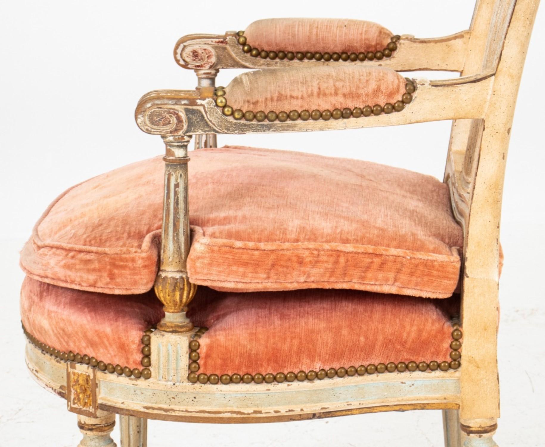 Louis XVI Style Balloon Back Painted Armchair In Good Condition For Sale In New York, NY