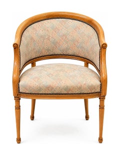 Louis XVI Style Barrel Back Armchairs with Pastel Upholstery