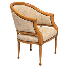 Louis XVI Style Barrel Back Armchairs with Pastel Upholstery