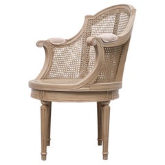 Louis XVI style barrel Cane Office desk chair rotatable