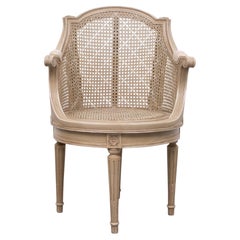 Louis XVI style barrel Cane Office desk chair rotatable