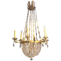 Louis XVI Style Basket Dore Bronze and Crystal Chandelier