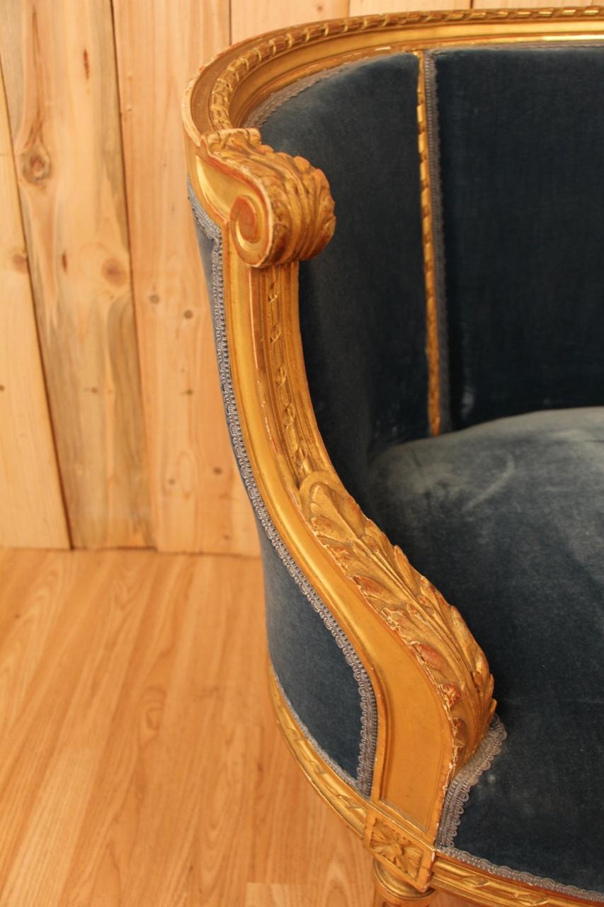 Louis XVI Style Basket Sofa in Golden Wood XIXth For Sale 2