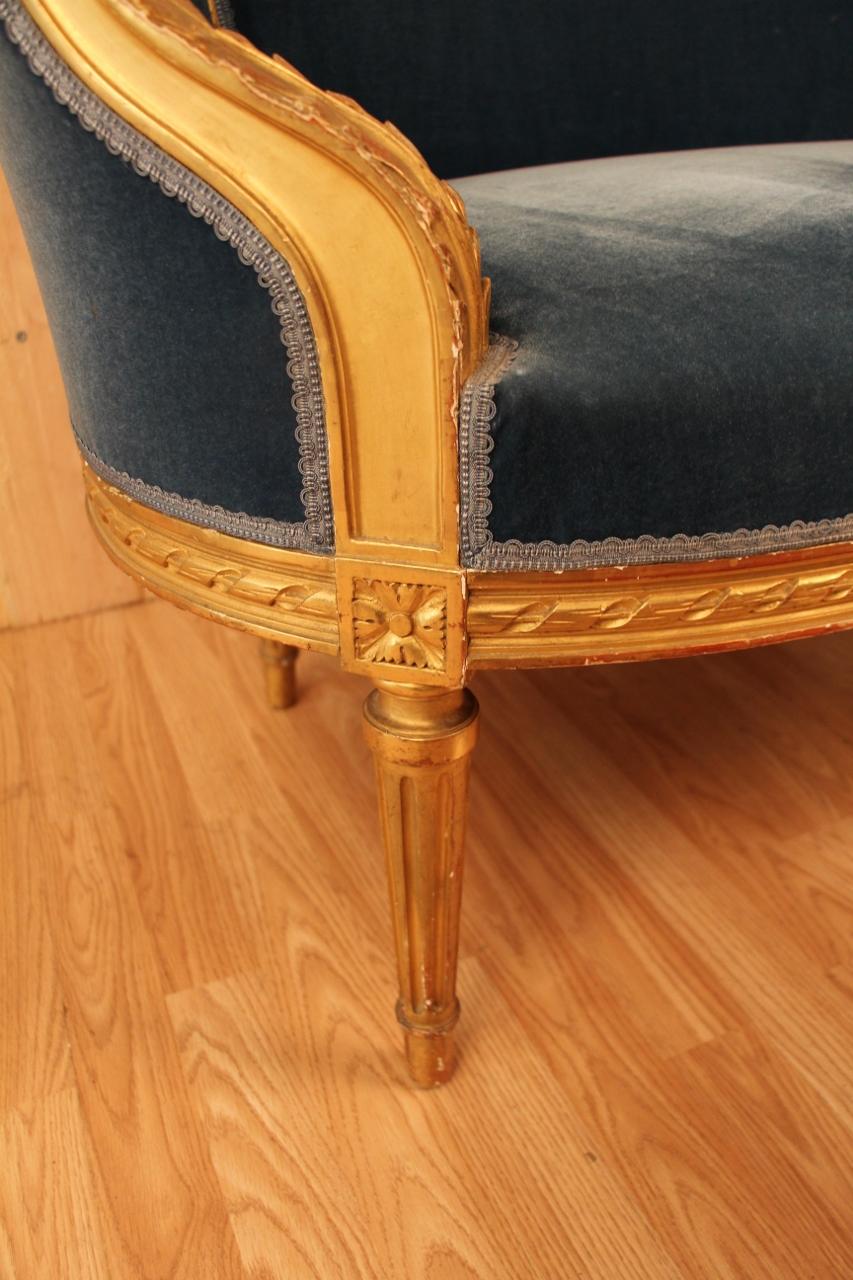 Louis XVI Style Basket Sofa in Golden Wood XIXth For Sale 3