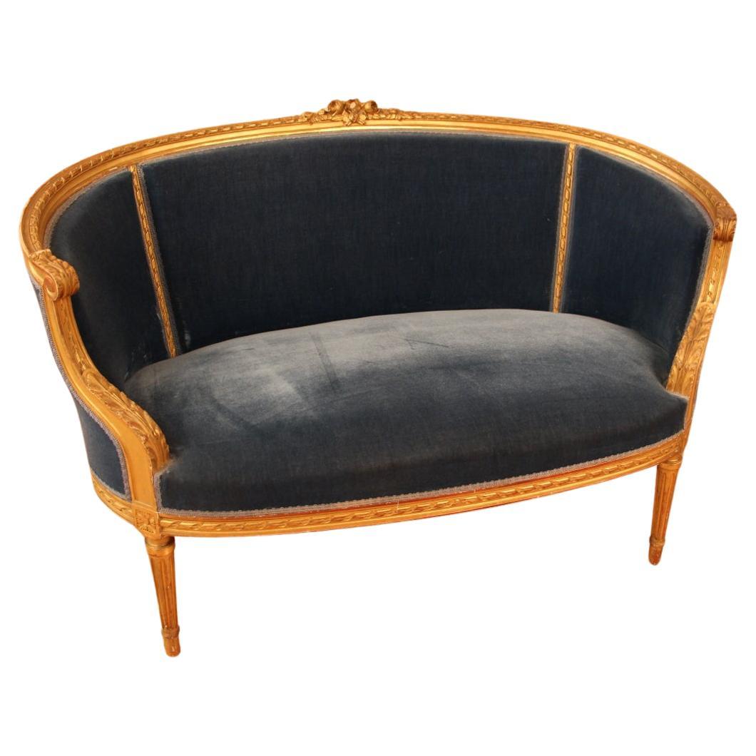 Louis XVI Style Basket Sofa in Golden Wood XIXth For Sale