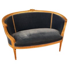 Louis XVI Style Basket Sofa in Golden Wood XIXth