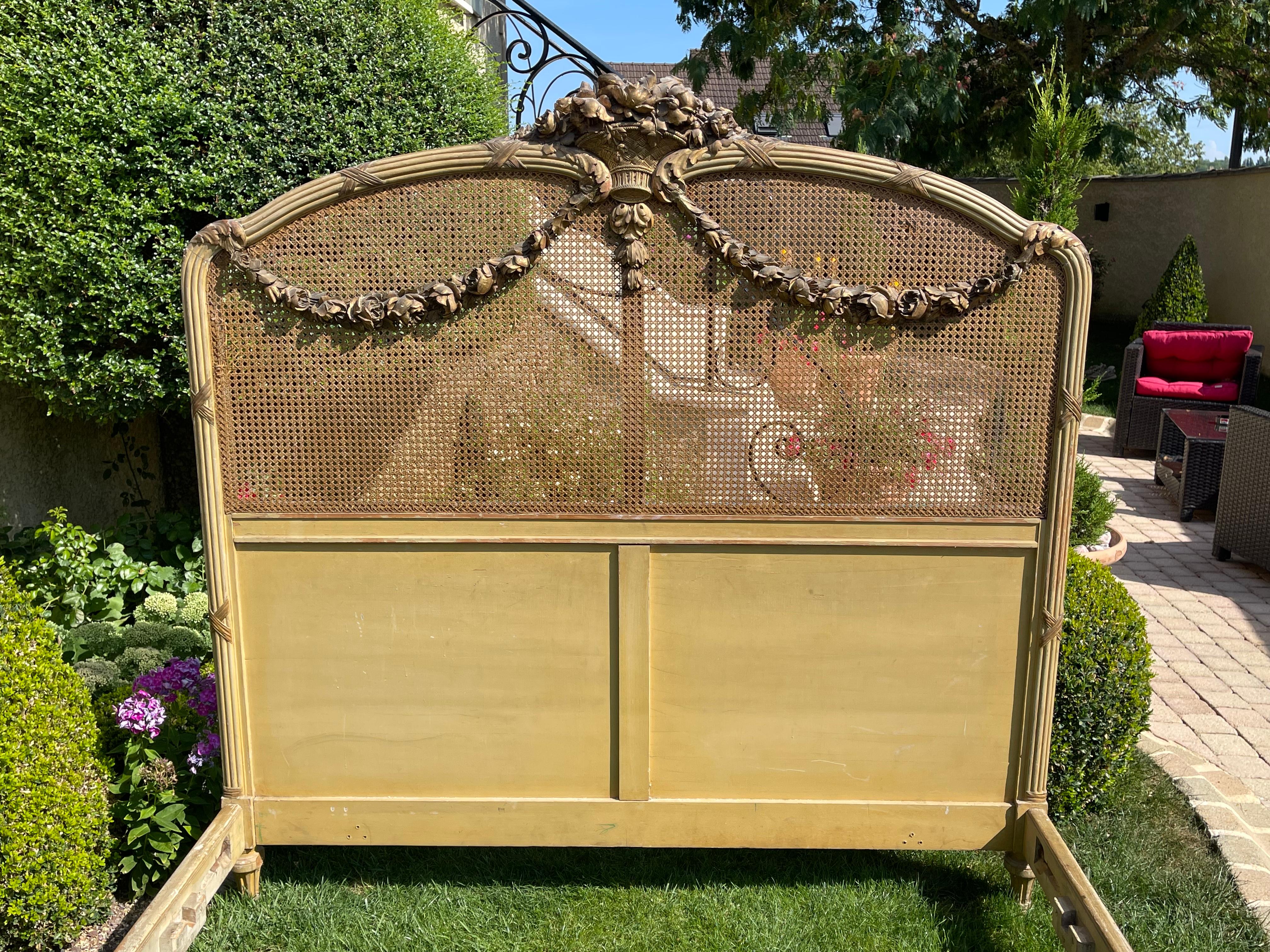 antique french cane bed