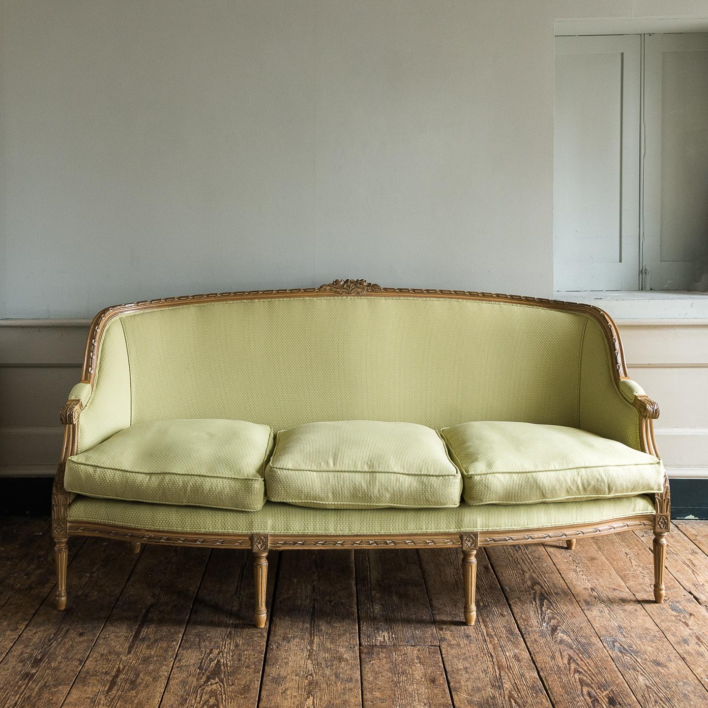 Louis XVI Style Beech Framed Canape Sofa 6