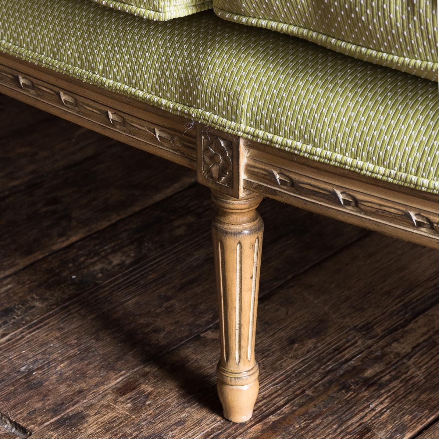 20th Century Louis XVI Style Beech Framed Canape Sofa