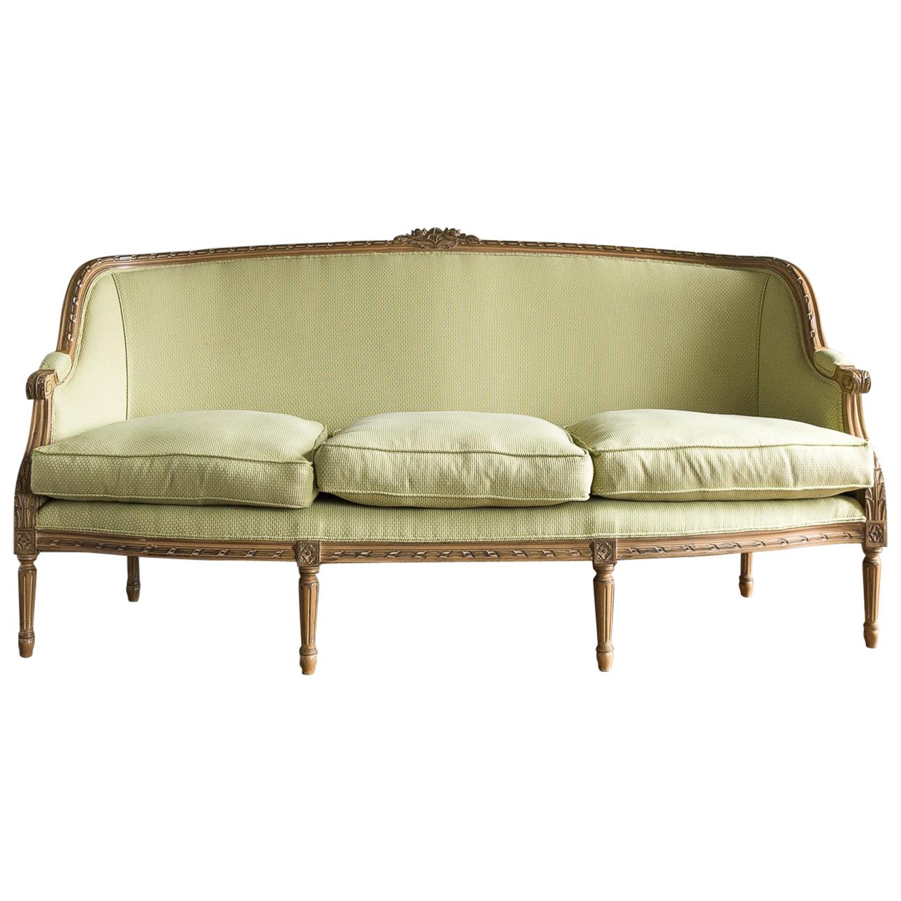 Louis XVI Style Beech Framed Canape Sofa