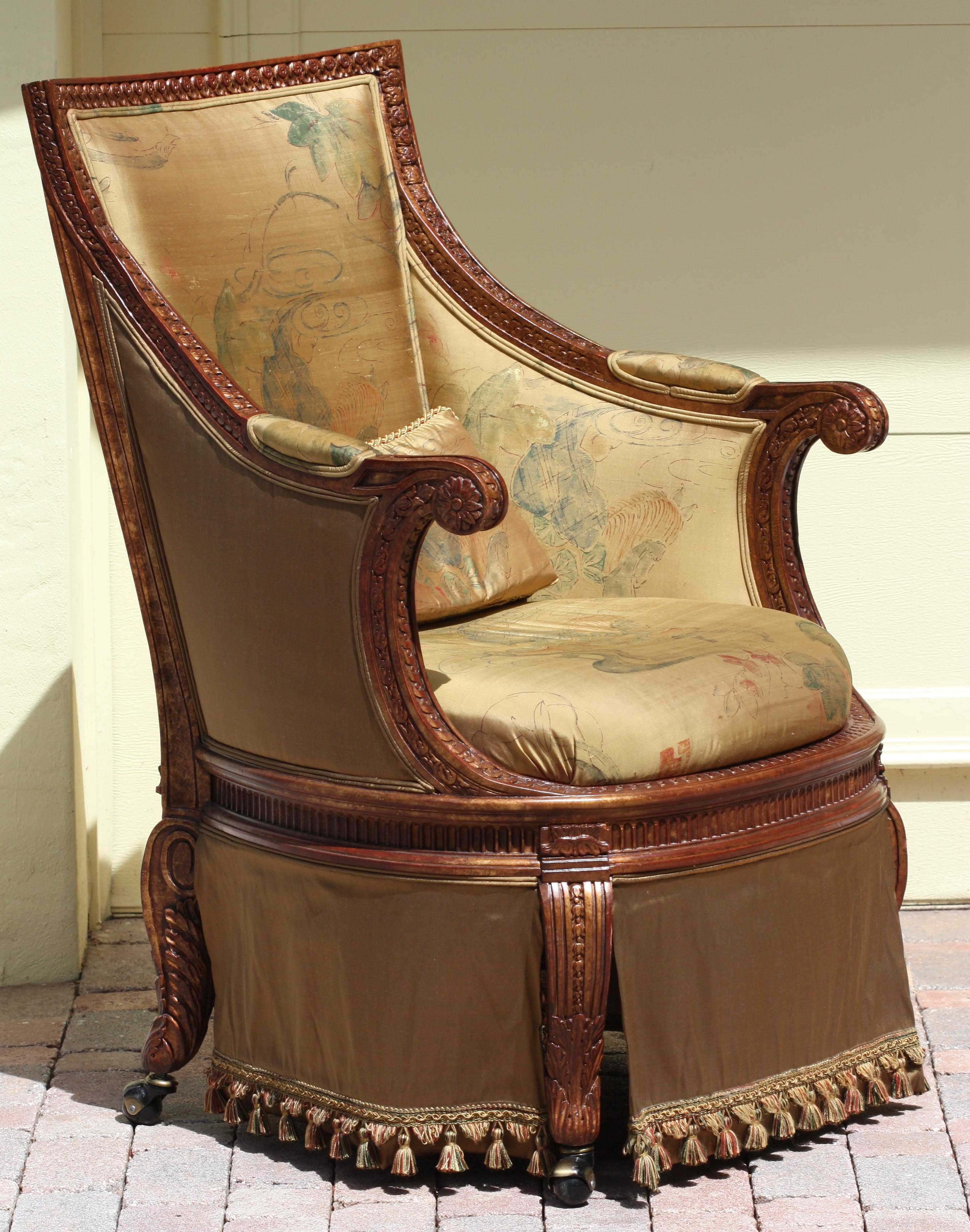 Louis XVI Style Beech Wood Desk Chair  In Good Condition For Sale In West Palm Beach, FL