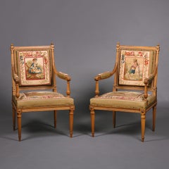 Louis XVI Style Beechwood and Aubusson Tapestry Five-Piece Salon Suite