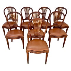 Louis XVI Style Beechwood Dining Chairs Set of Eight