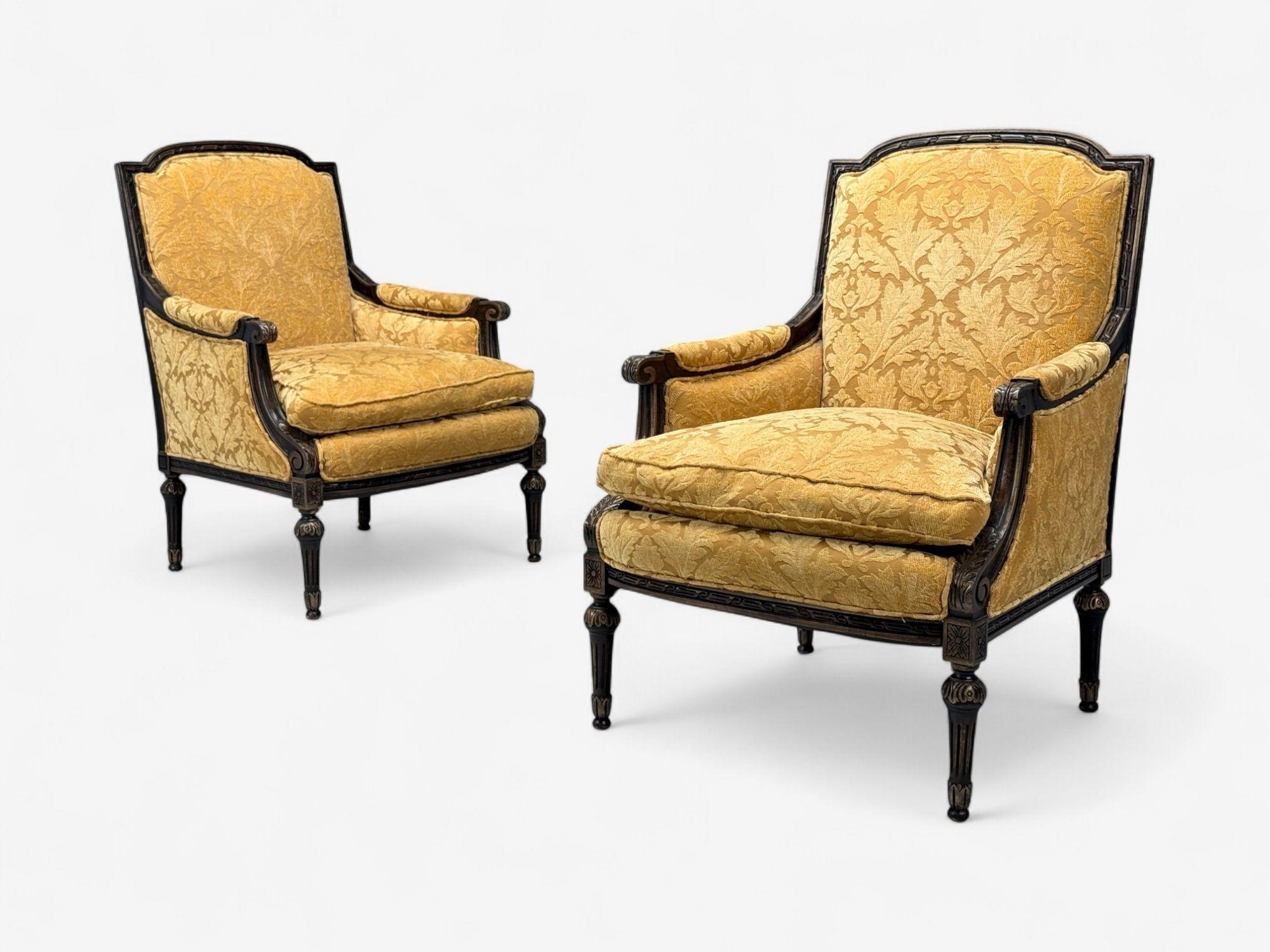Louis XVI Style, Beige Fabric, Mahogany, Lounge Chairs, France, 1920s In Good Condition For Sale In Manhasset, NY