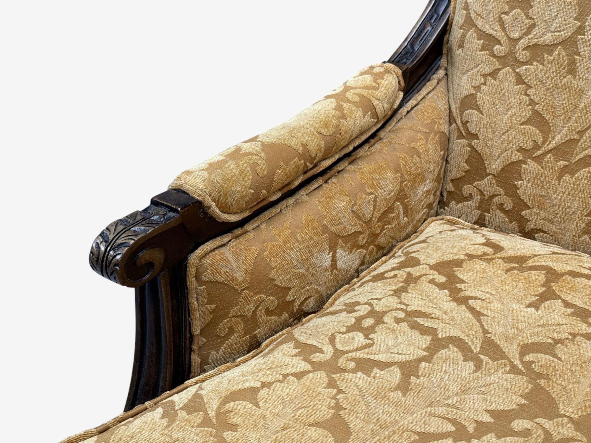 Early 20th Century Louis XVI Style, Beige Fabric, Mahogany, Lounge Chairs, France, 1920s For Sale