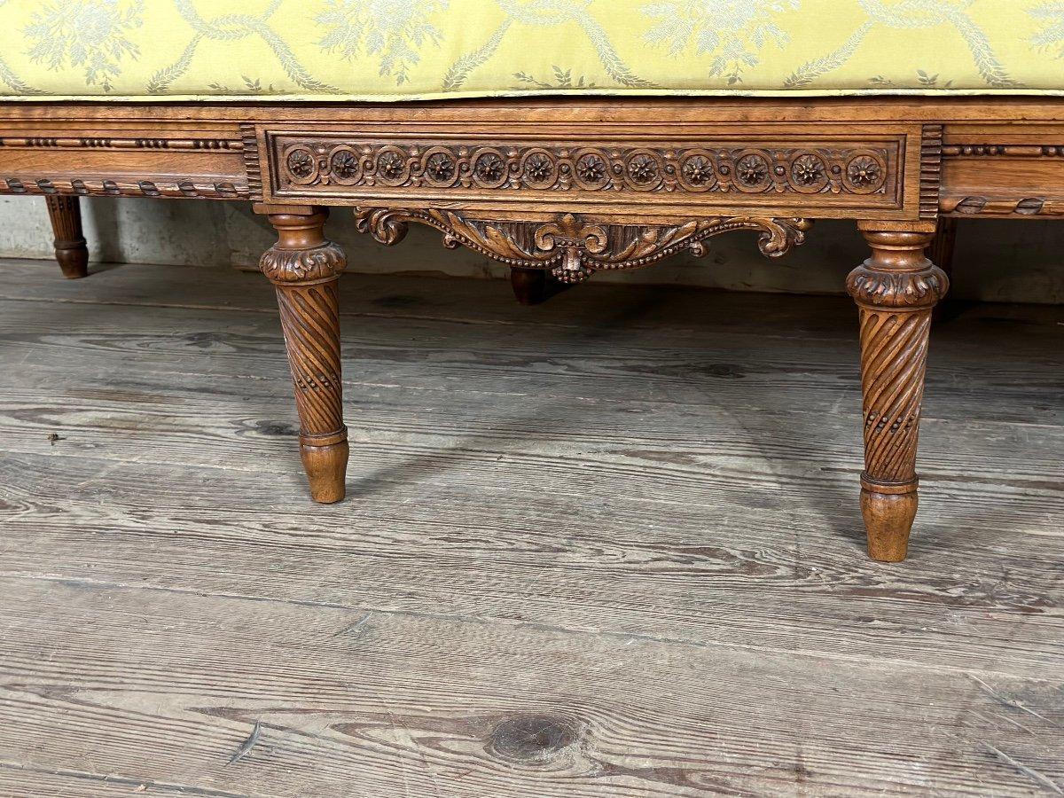 Louis XVI Style Bench In Finely Carved Walnut For Sale 6