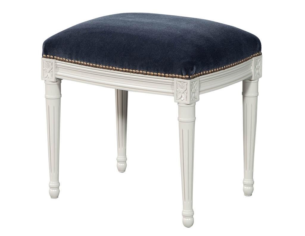 American Louis XVI Style Bench Stool with Rich Velvet Material