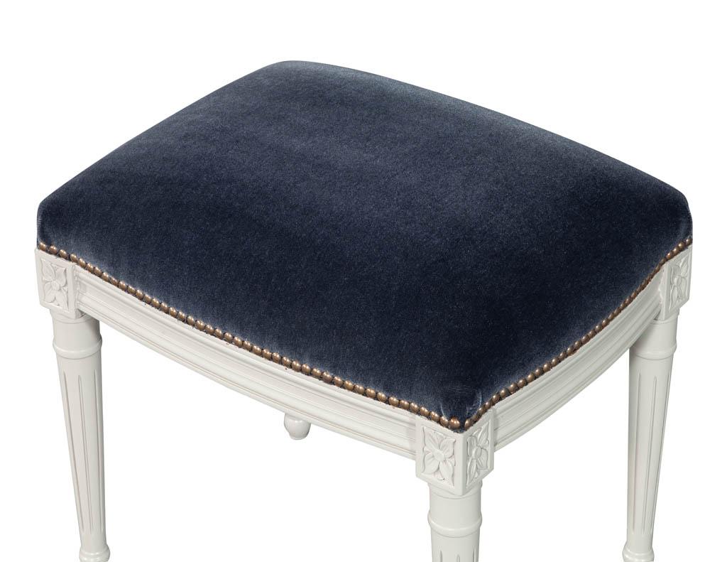 Mid-20th Century Louis XVI Style Bench Stool with Rich Velvet Material