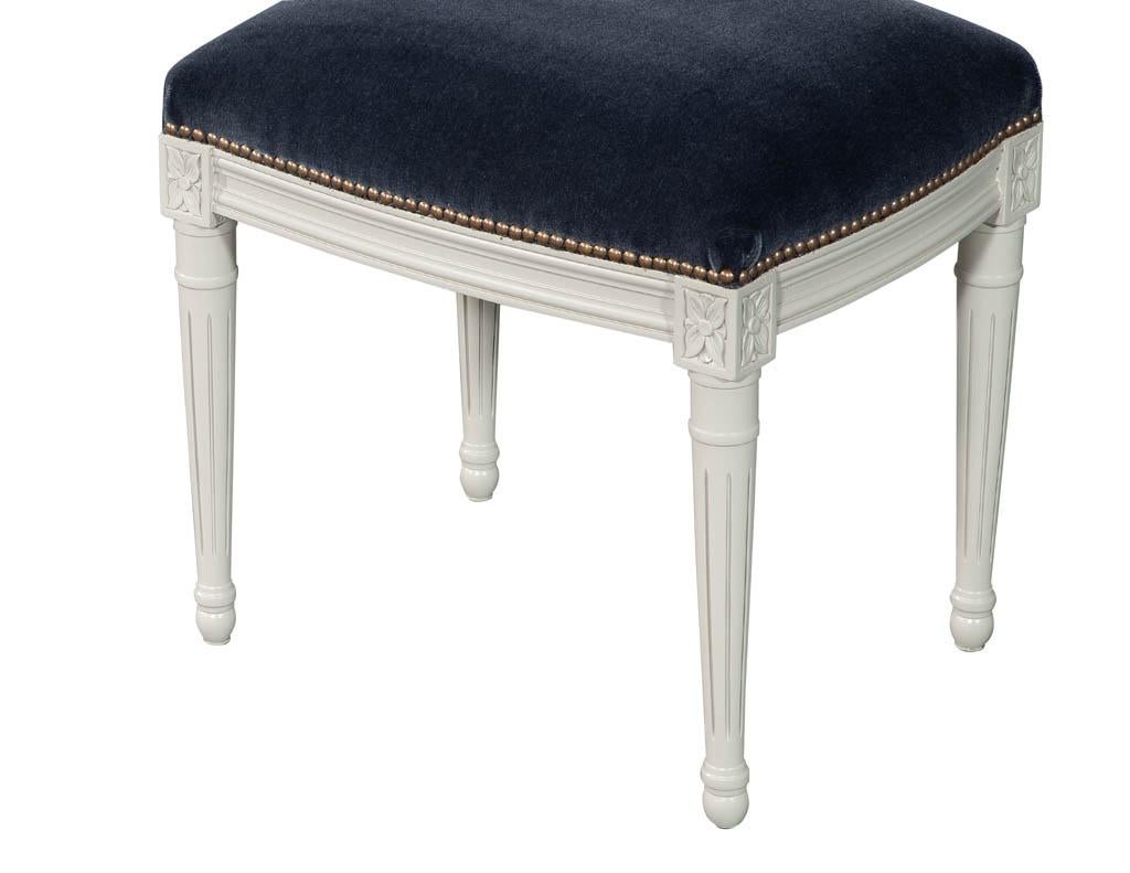 Fabric Louis XVI Style Bench Stool with Rich Velvet Material