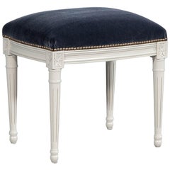 Louis XVI Style Bench Stool with Rich Velvet Material